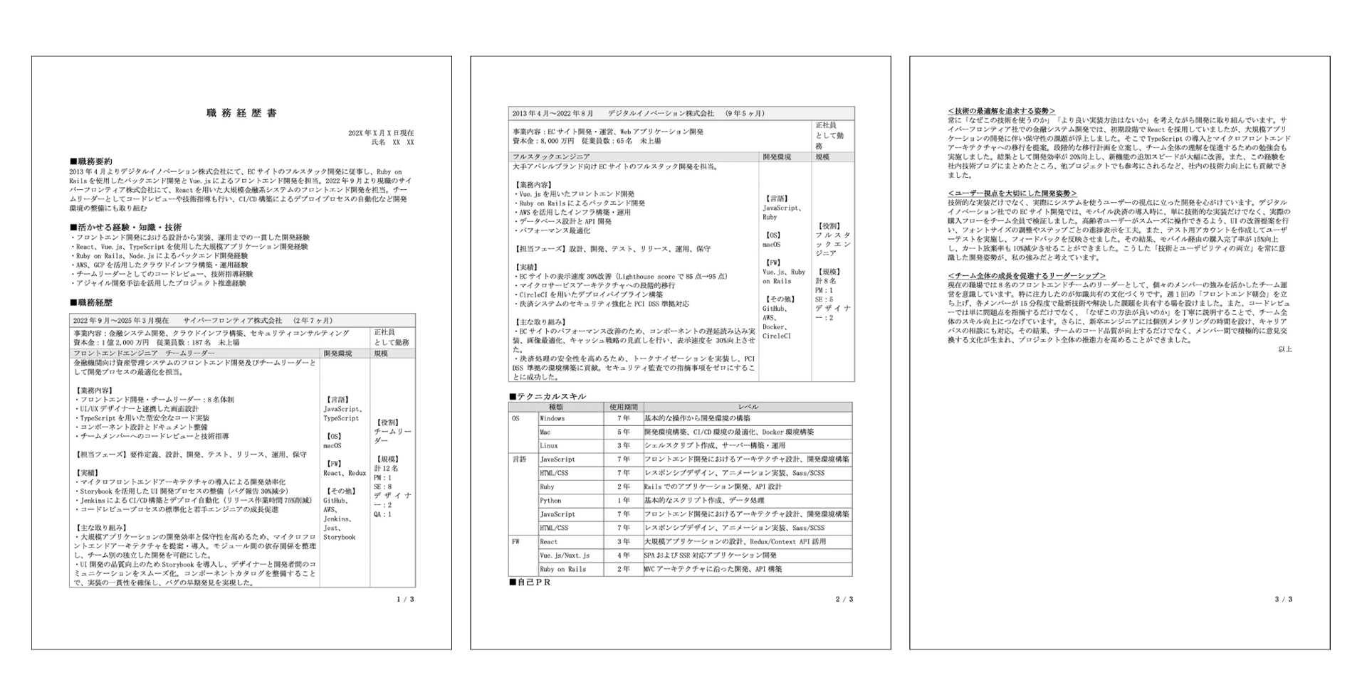 サンプル経歴書3