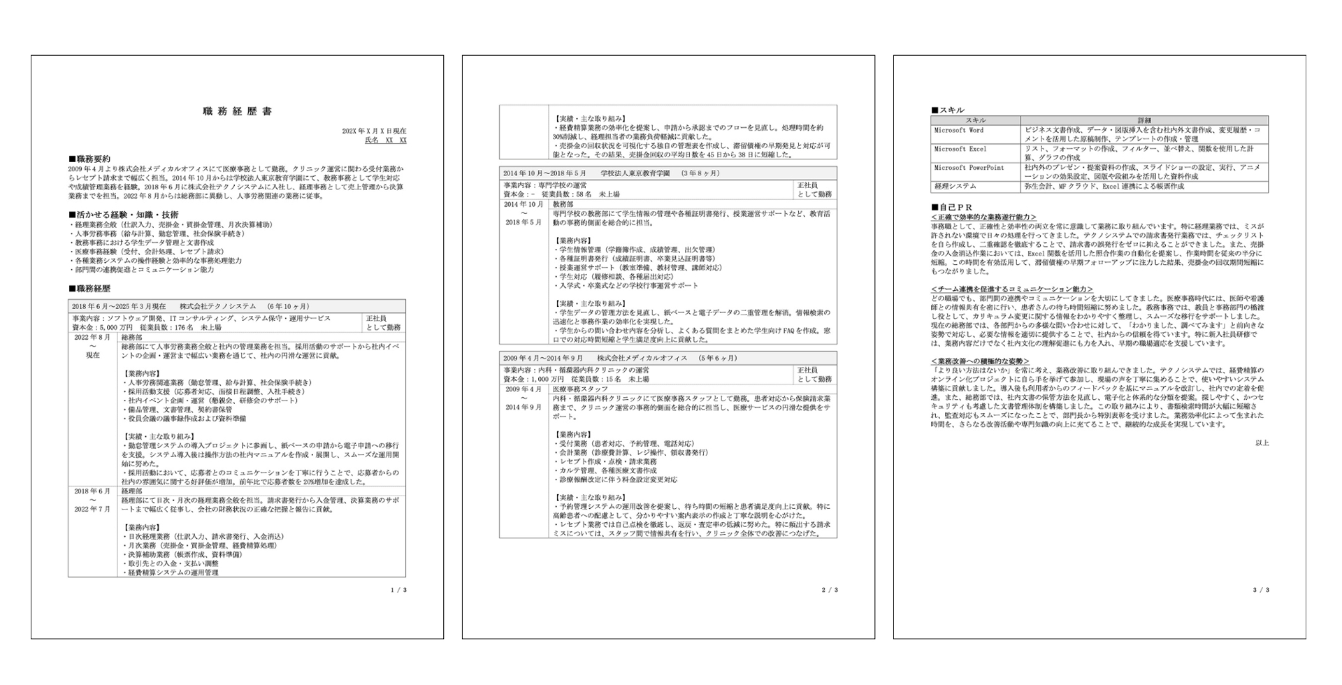 サンプル経歴書1