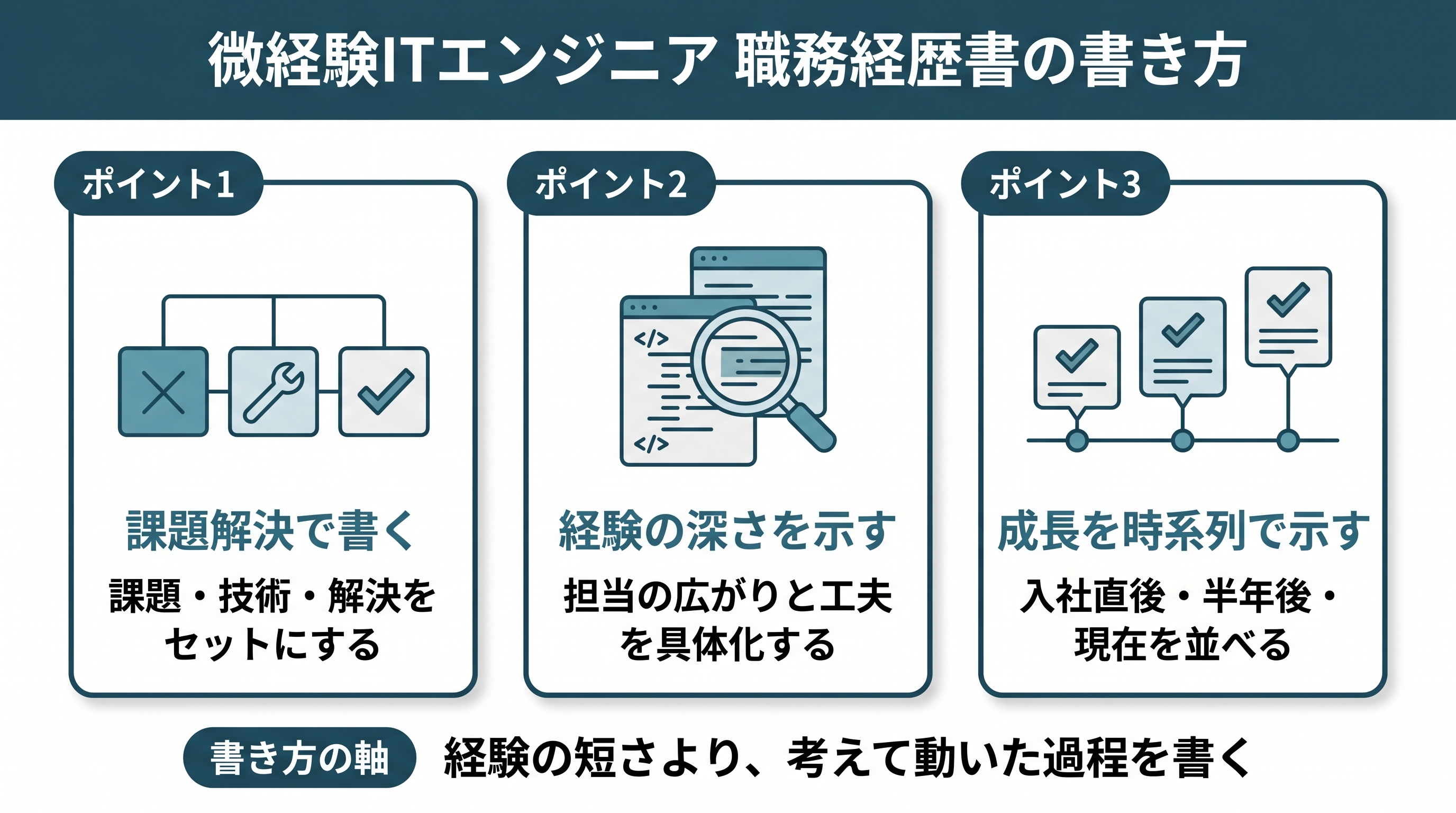 微経験エンジニア職務経歴書の書き方｜3要素