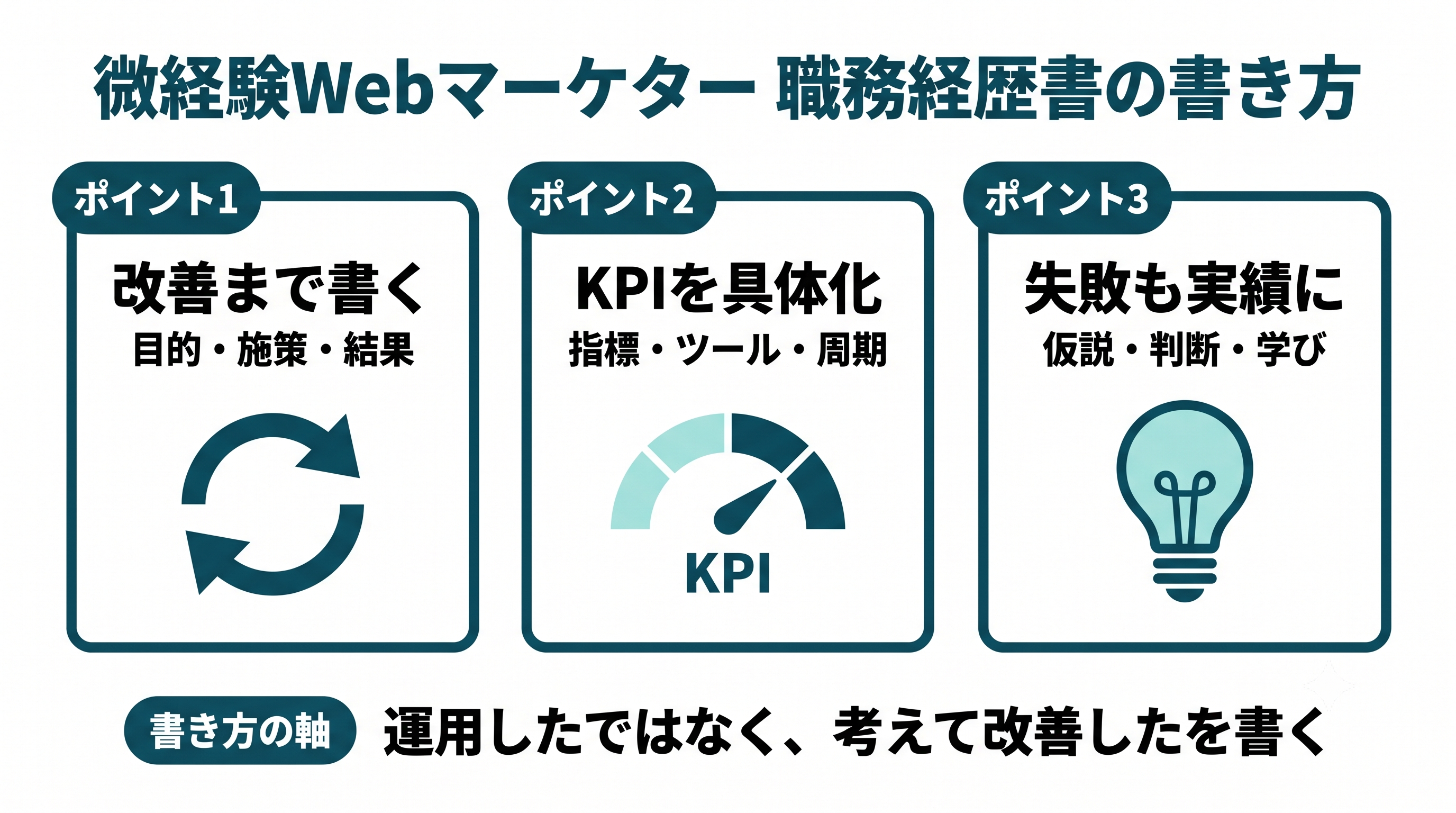 微経験Webマーケター職務経歴書の書き方|3要素