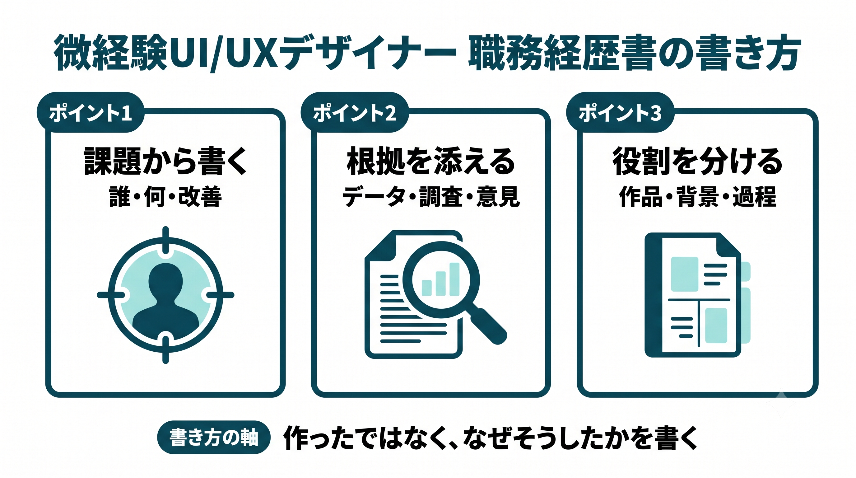 微経験UI/UXデザイナー職務経歴書の書き方|3要素